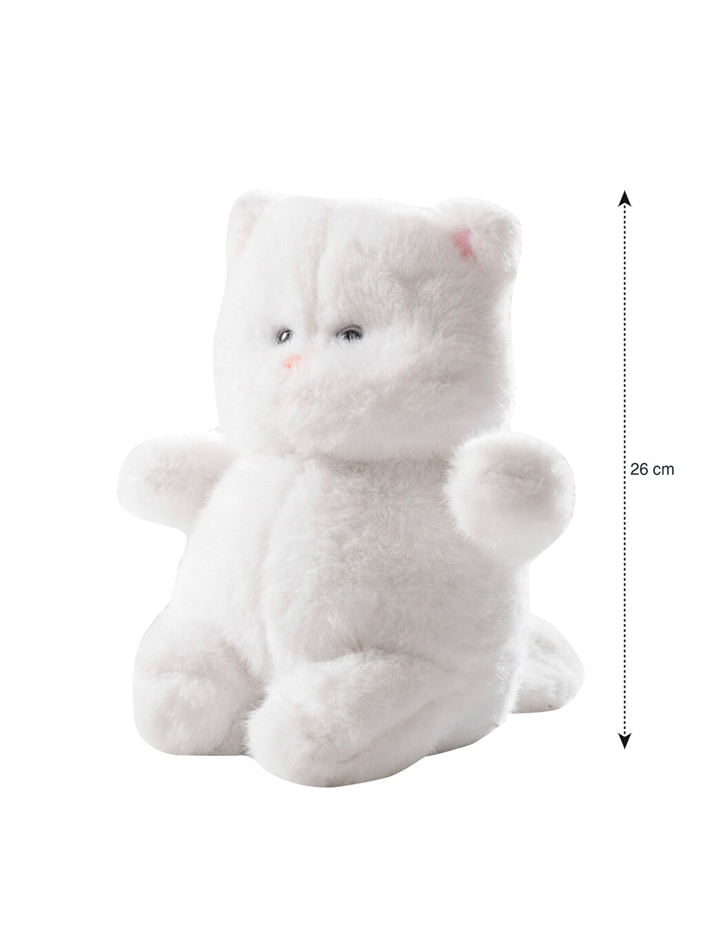 Beyaz Kedi Figürlü Pelüş Bebek Kırlent 26 cm-3