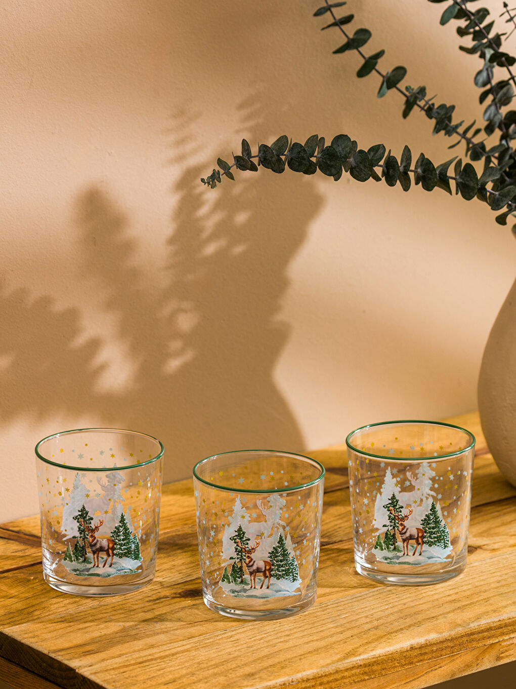 Жаңа жыл тақырыбындағы шыны стақан жиынтығы 3 бөліктен тұратын 380 мл-1