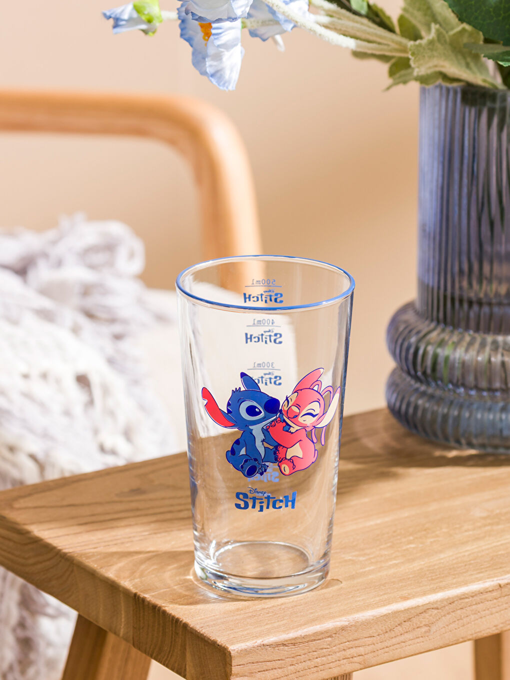 Karışık Lilo ve Stitch Baskılı Cam Bardak 570 ml-1