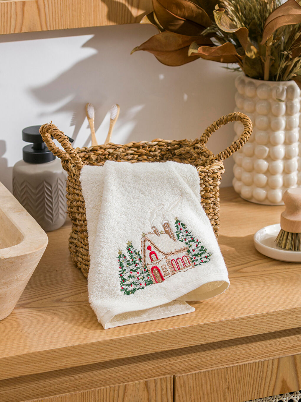 New Year Themed Cotton Face Towel 50x80 cm