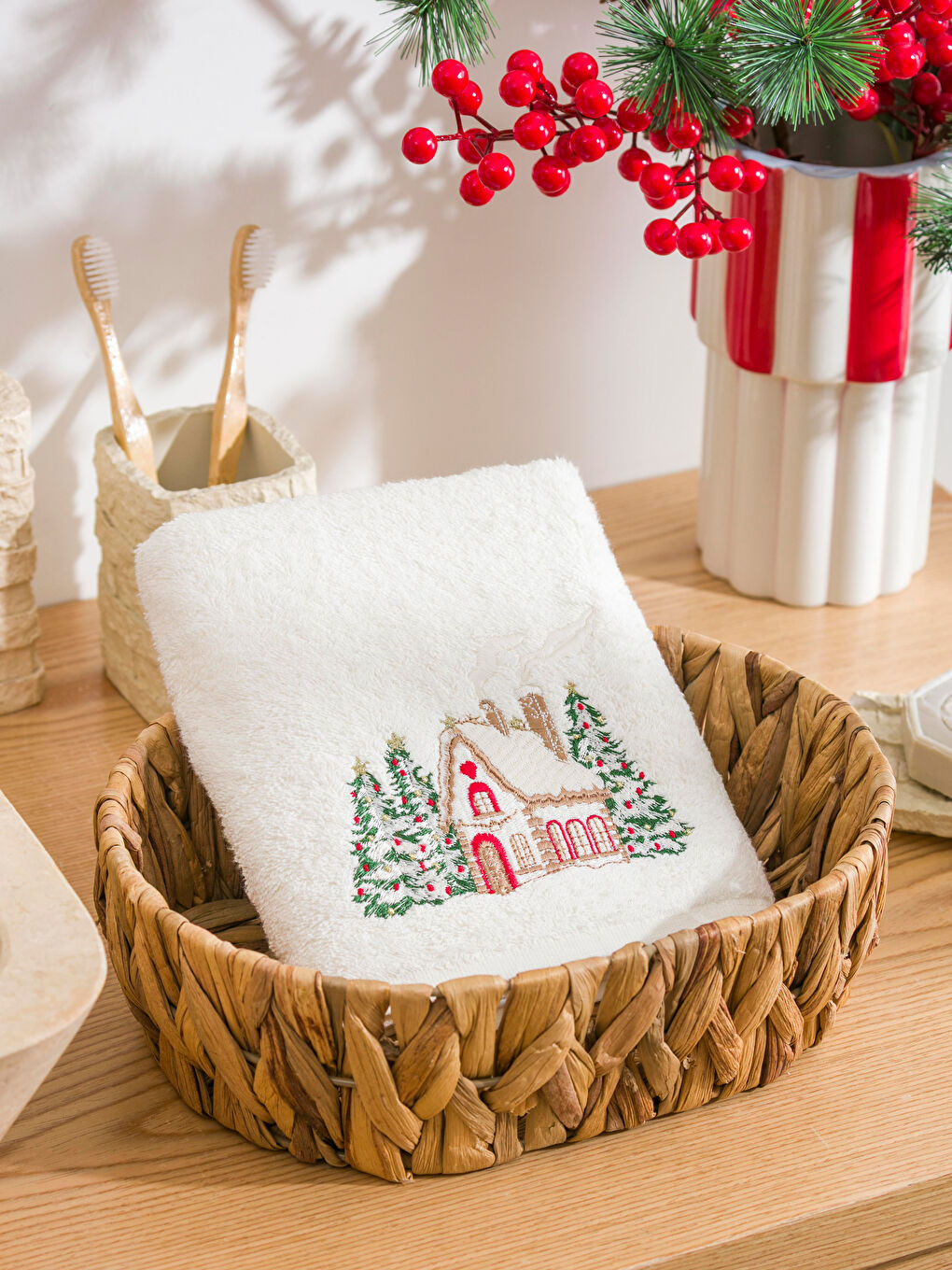 New Year Themed Cotton Face Towel 50x80 cm-1