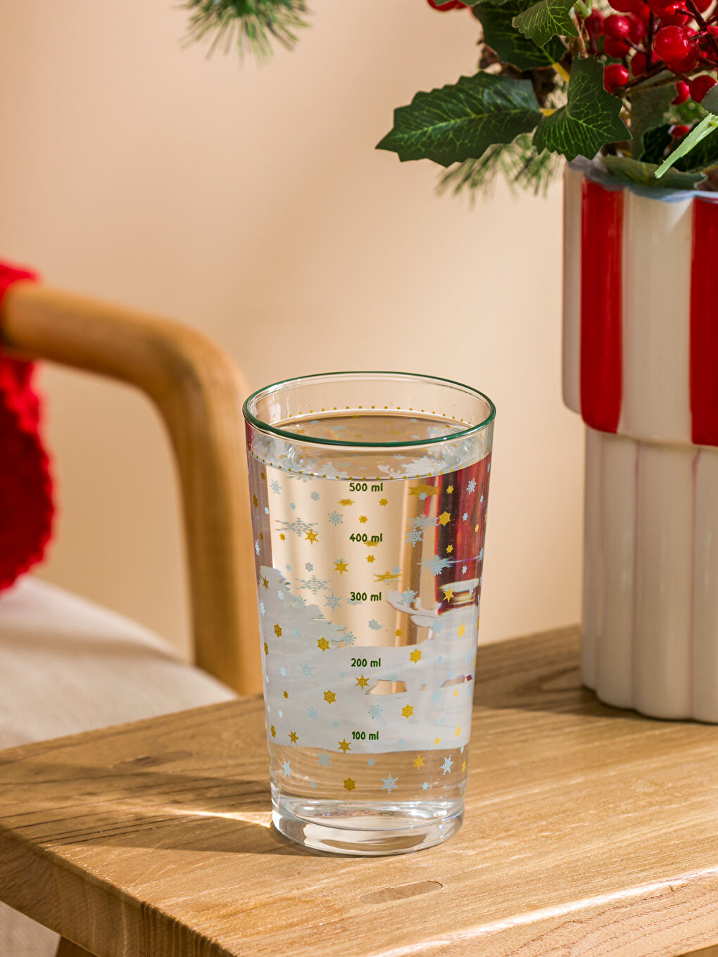Рождестволық тақырыптағы шыны стақан 570 мл-1