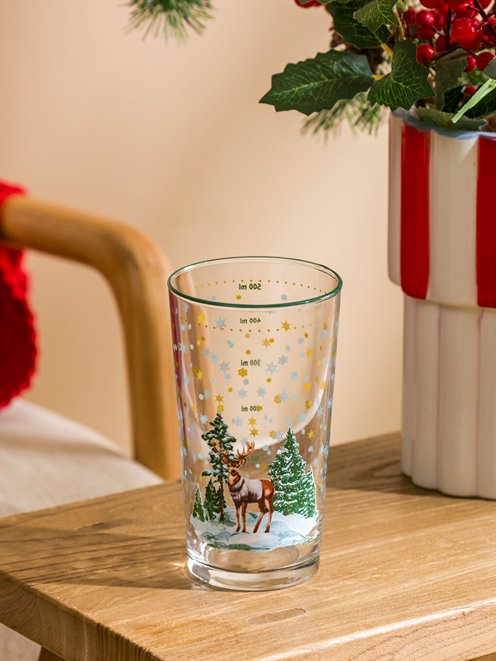 Рождестволық тақырыптағы шыны стақан 570 мл-2
