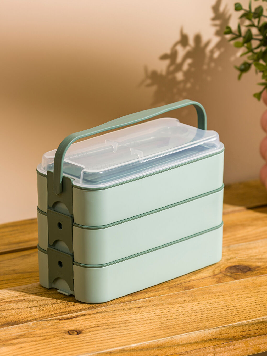 Yeşil 3 Katlı Lunch Box Saklama Kabı