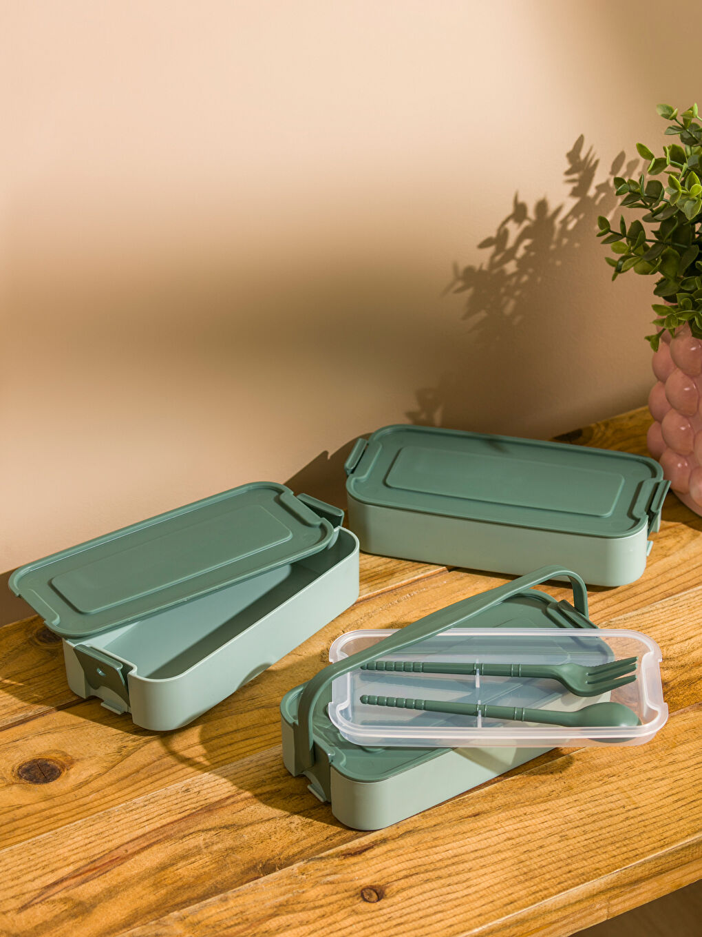 Yeşil 3 Katlı Lunch Box Saklama Kabı-1