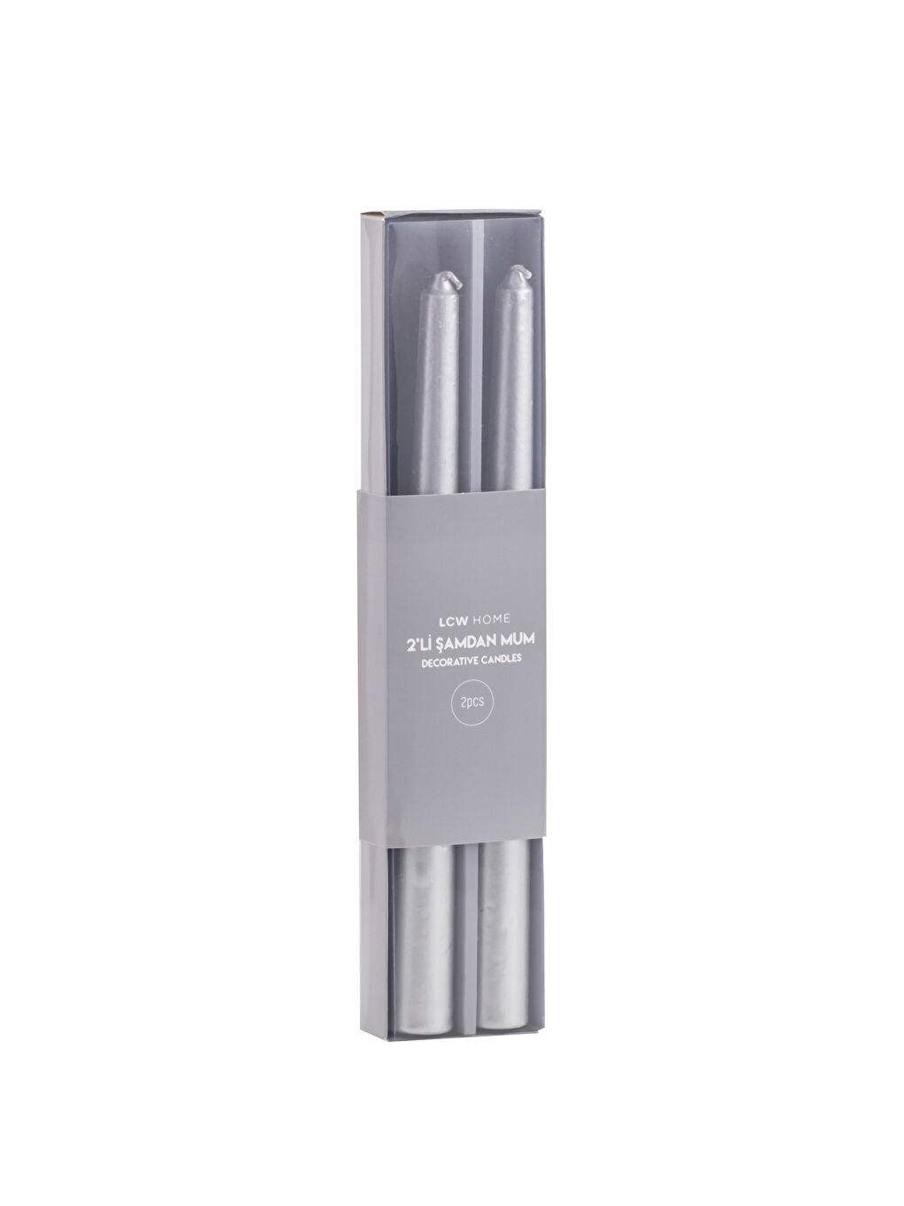 Gri Dekoratif Şamdan Mum 2'li-3