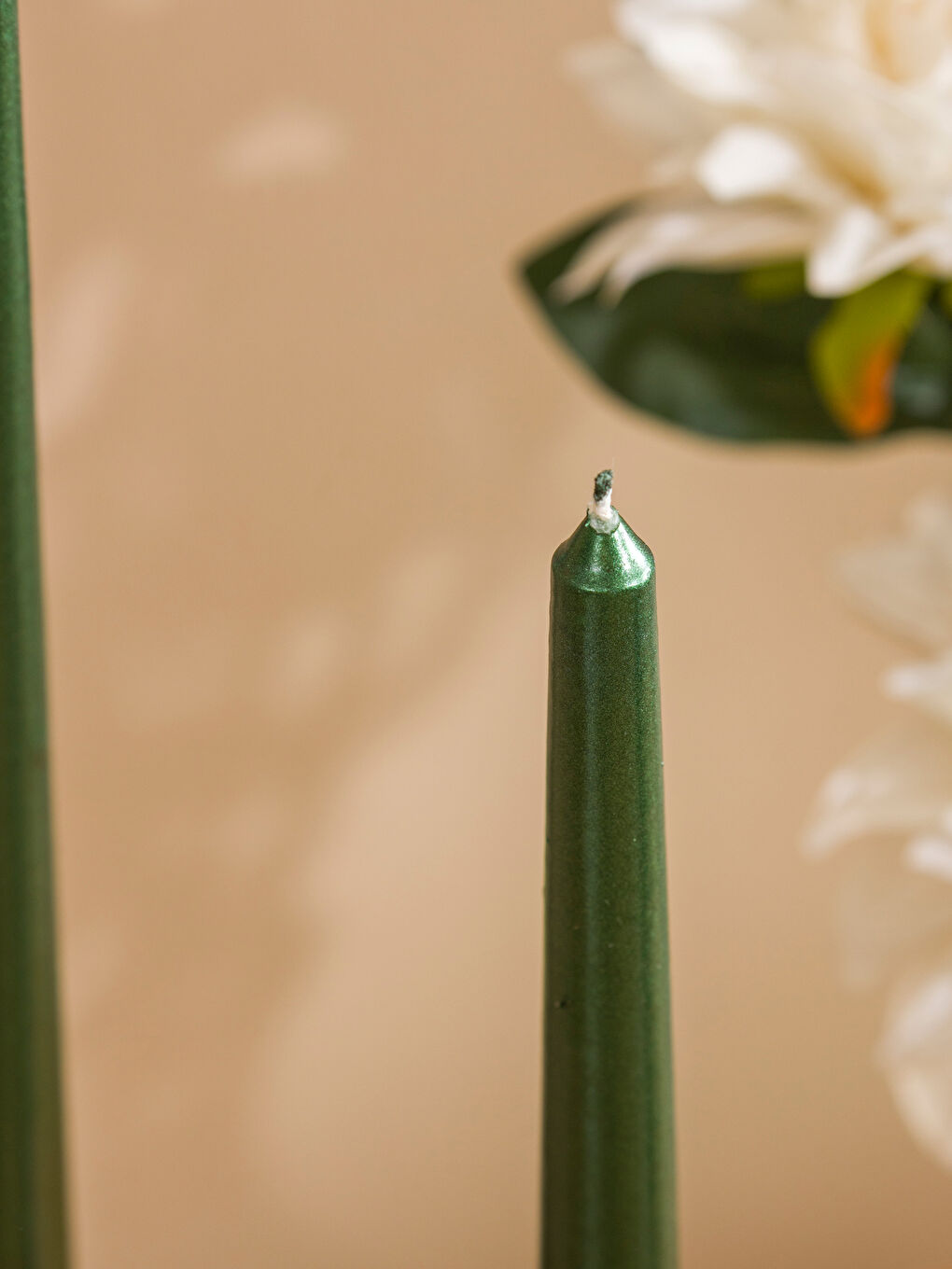 Yeşil Dekoratif Şamdan Mum 2'li-2