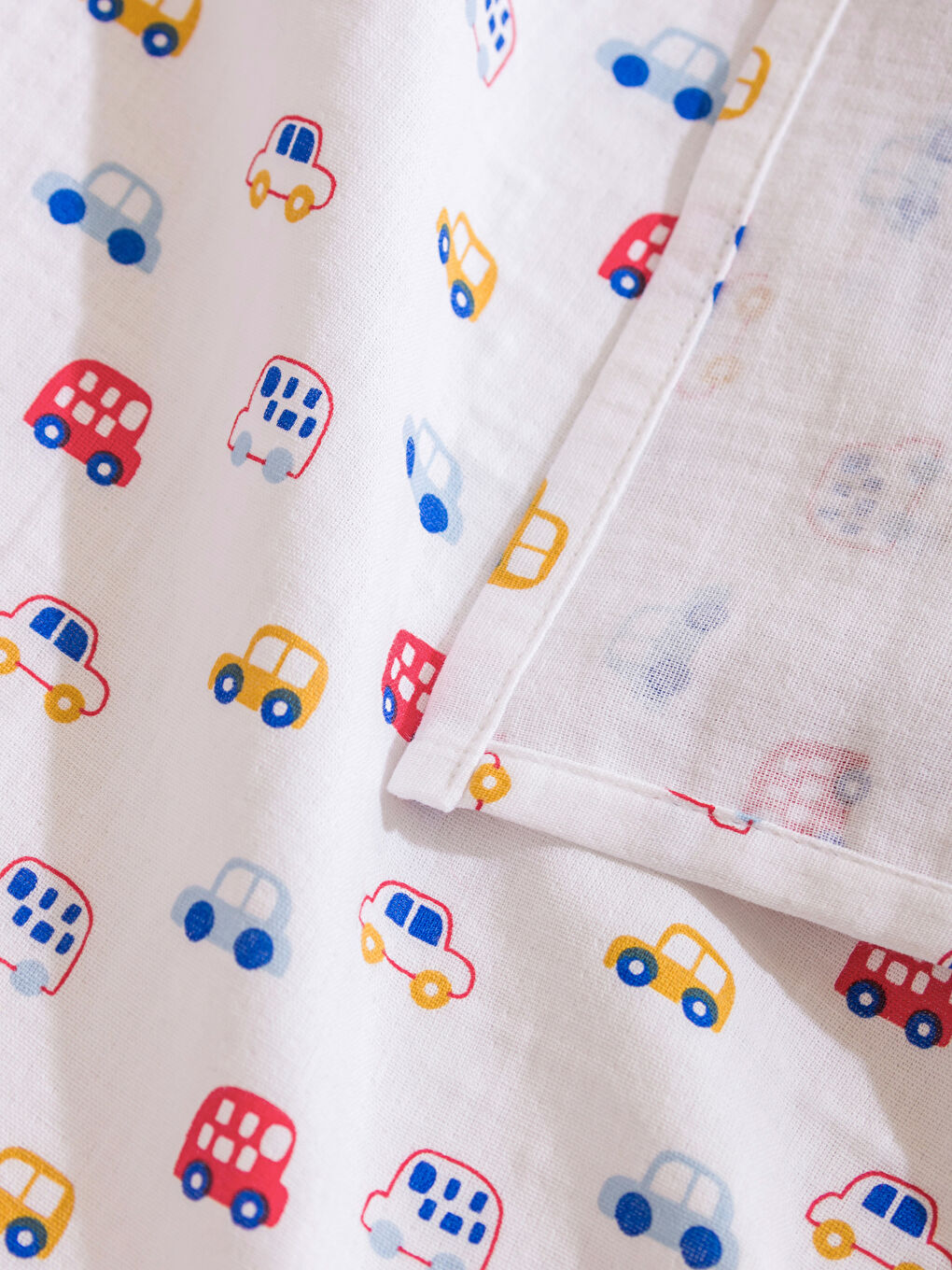 Ekru Baskılı Erkek Bebek Müslin Örtü 75x100 cm-3