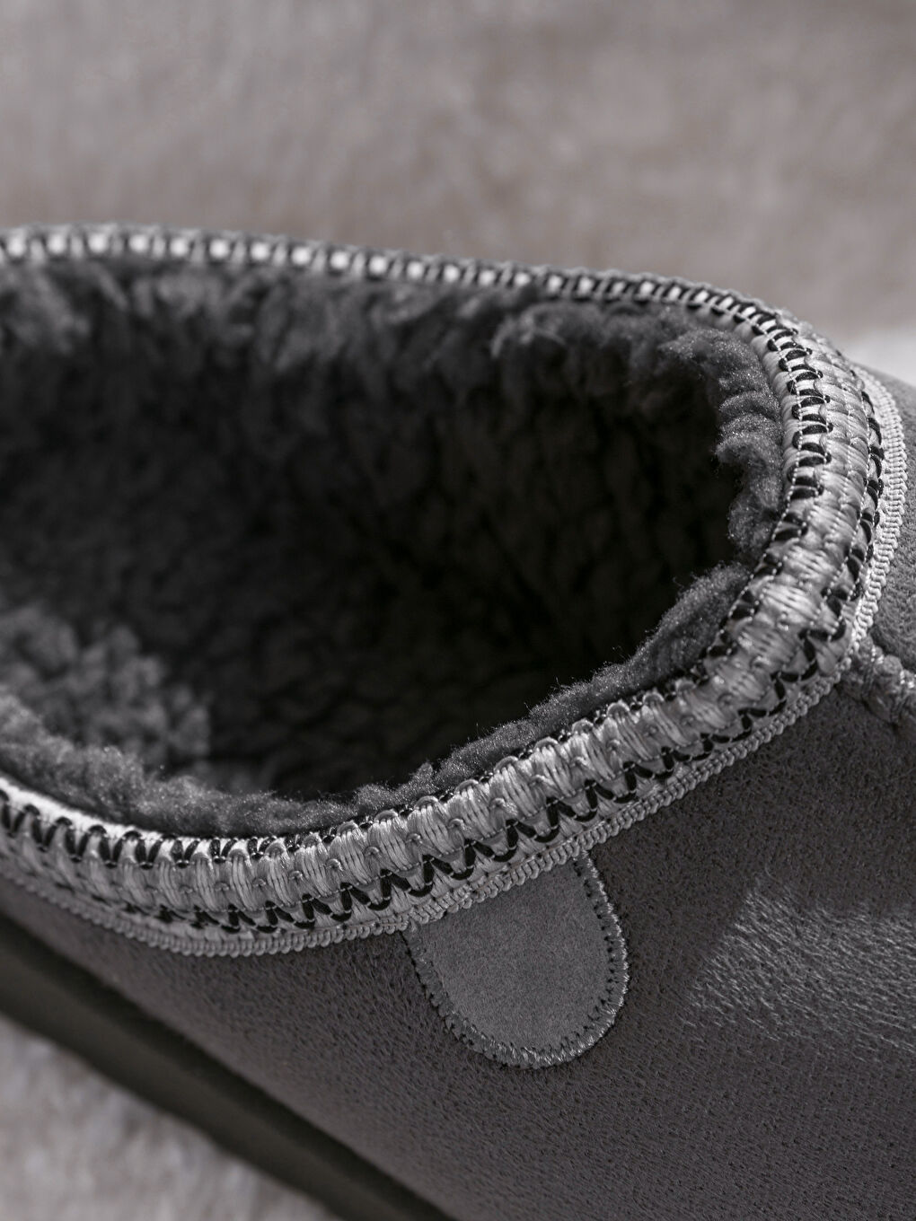 Antrasit İçi Tüylü Erkek Ev  Terliği-2