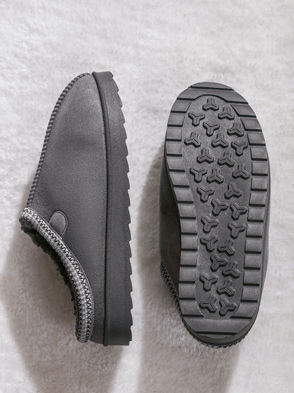 Antrasit İçi Tüylü Erkek Ev  Terliği-3