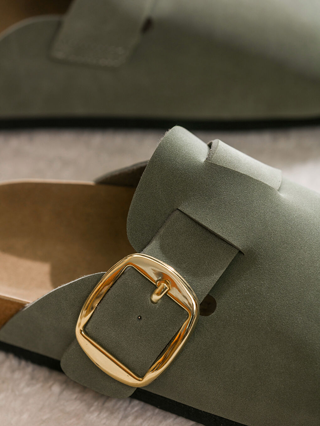 Haki Süet Görünümlü Kadın Ev Terliği-3