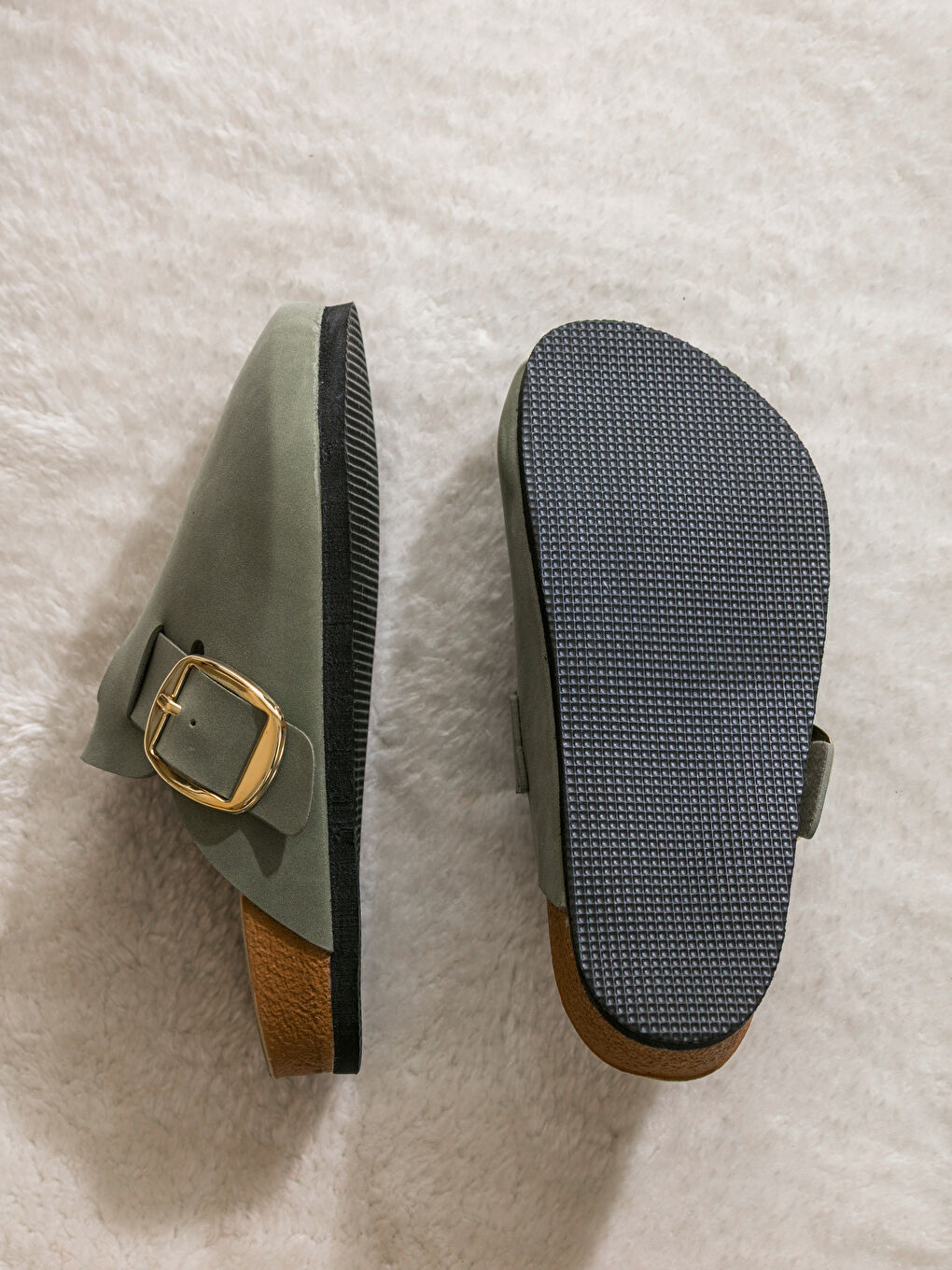 Haki Süet Görünümlü Kadın Ev Terliği-4