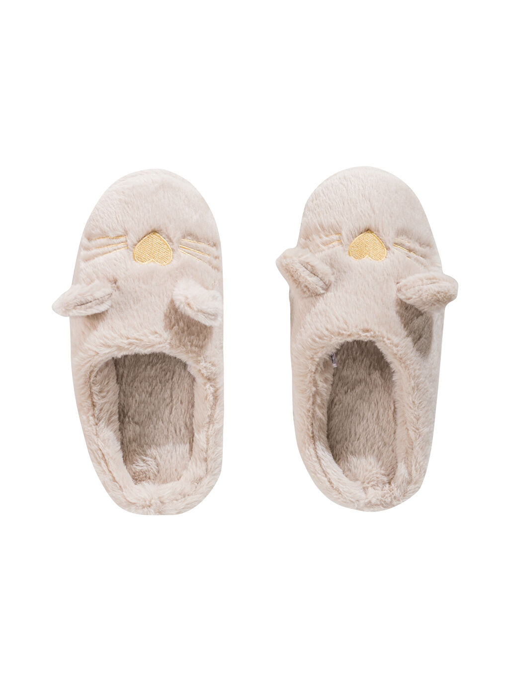 Ekru Hayvan Figürlü Pelüş Kadın Ev Terliği-5