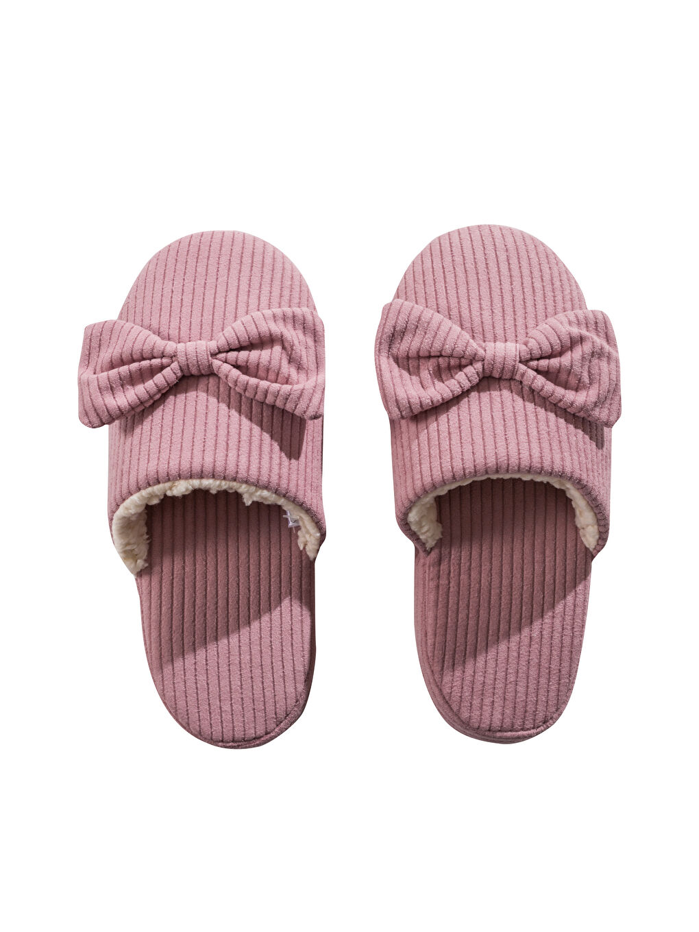 Pembe Pelüş Fiyonklu Kadın Ev Terliği-5