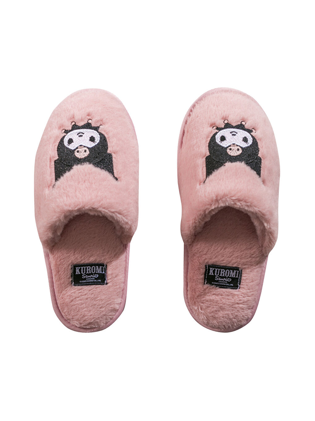 Pembe Kuromi Nakışlı Pelüş Kadın Ev Terliği-5