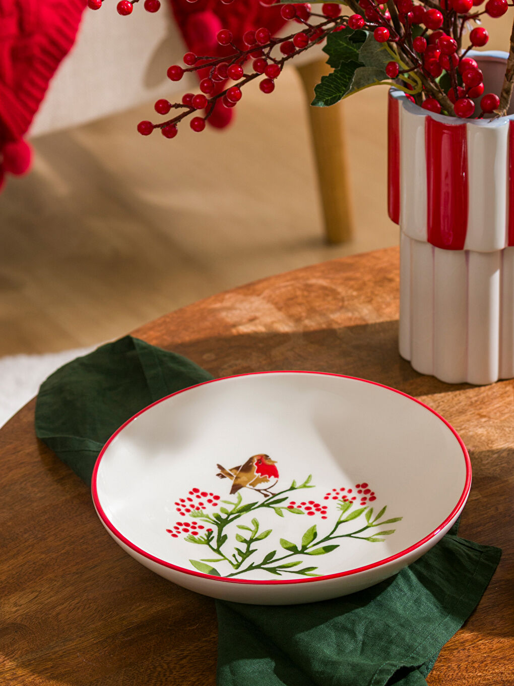 Karışık Kokina Baskılı Seramik Salata Kasesi 23 cm