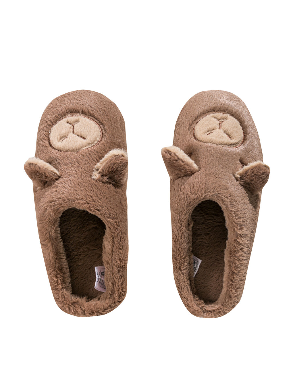 Kahverengi Hayvan Figürlü Pelüş Kadın Ev Terliği-5