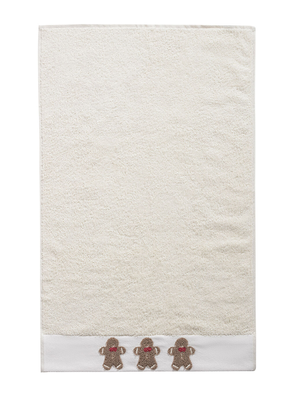 Ekru Kurabiye Adam Figürlü Pamuklu Yüz Havlusu 50x80 cm-4