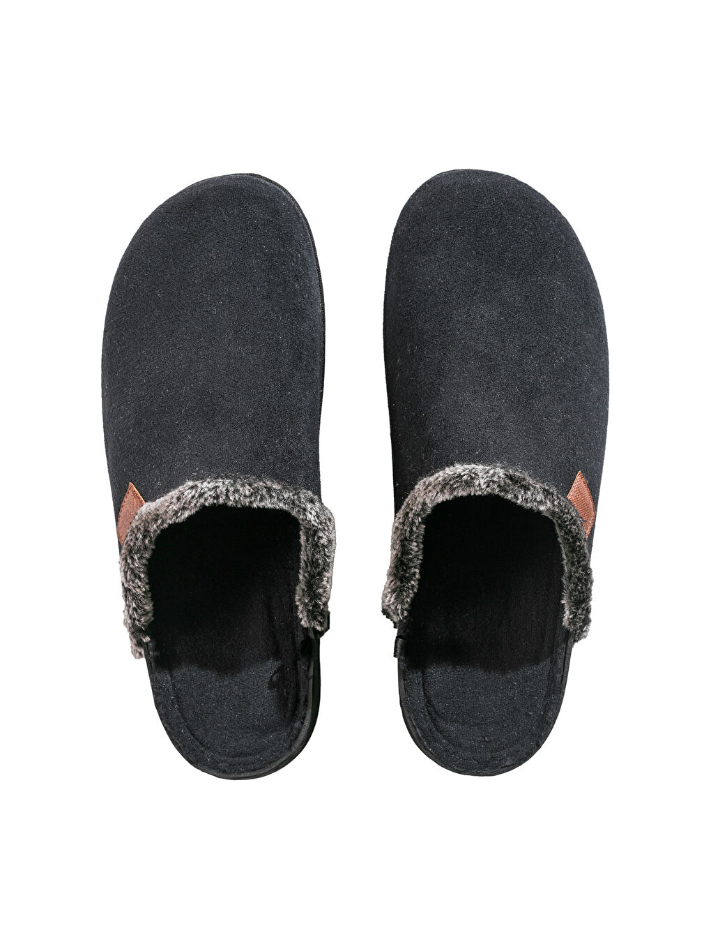 Siyah Süet Görünümlü İçi Kürklü Erkek Ev Terliği -5
