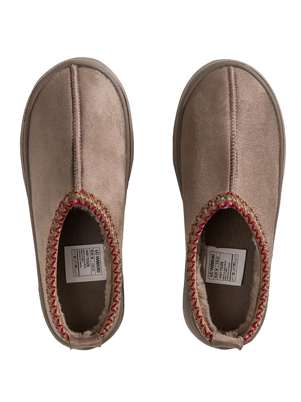 Bej Kürklü Kadın Ev Ayakkabısı-5