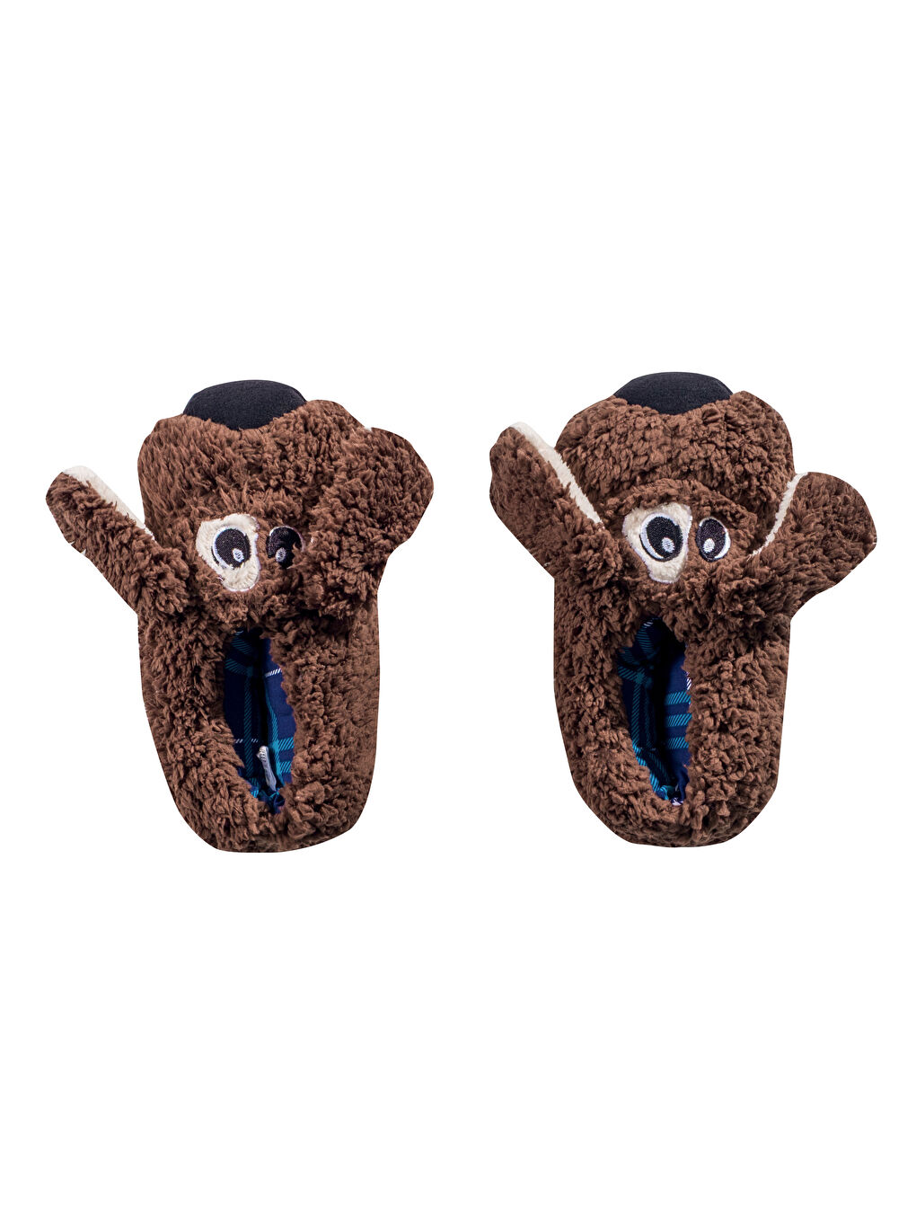 Kahverengi Hayvan Figürlü Pelüş Erkek Çocuk Panduf-5