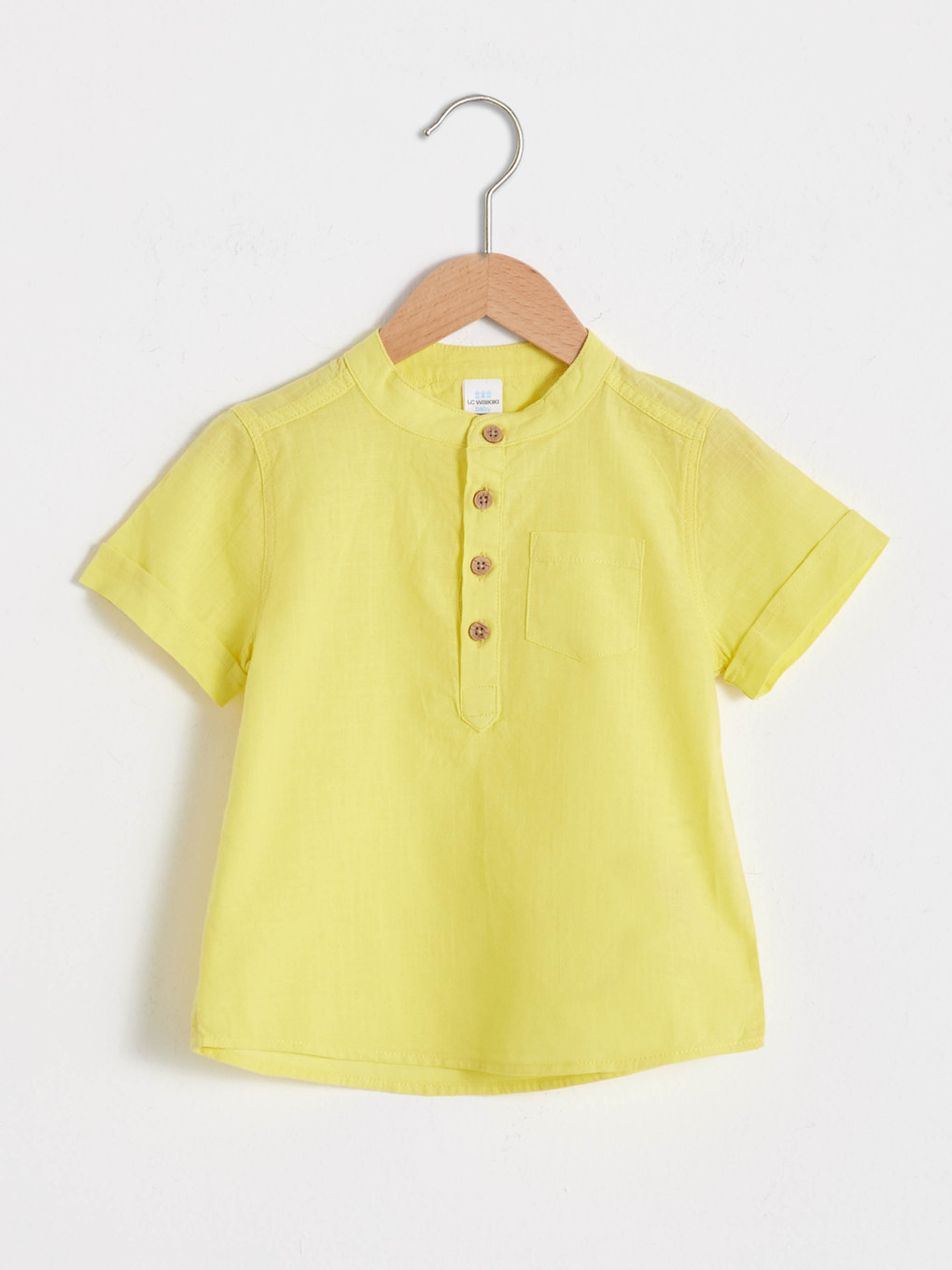 Grandad Collar Short Sleeve Basic Baby Boys' Shirt