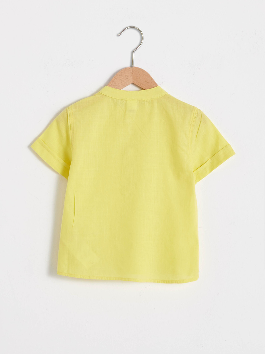 Grandad Collar Short Sleeve Basic Baby Boys' Shirt-1