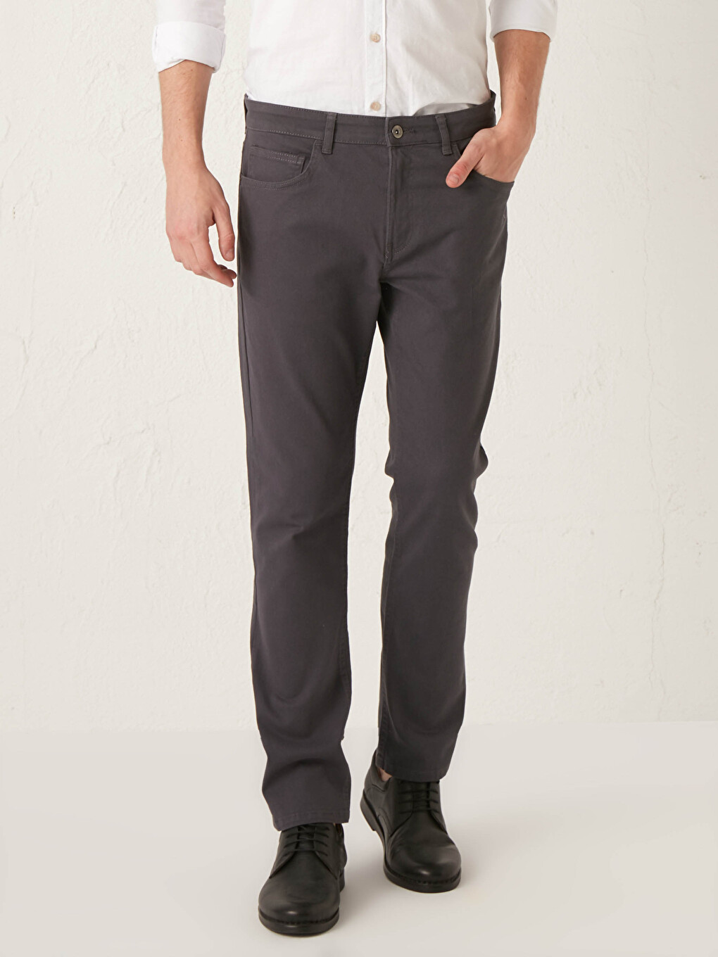 Slim Fit Twill Men's Trousers-2