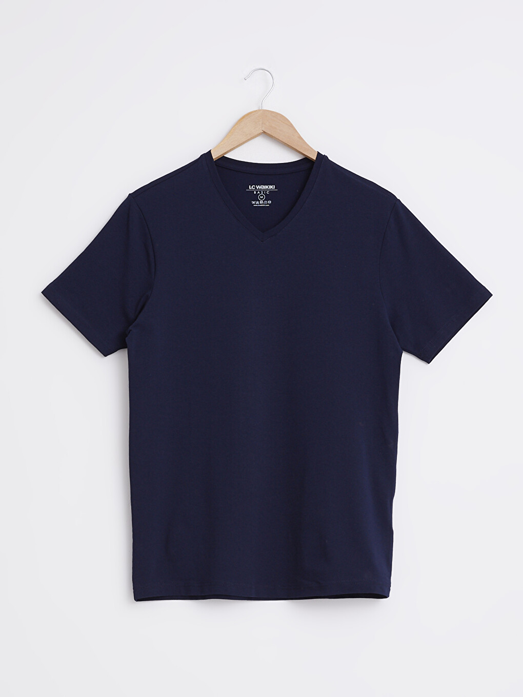 V-neck And Short Sleeve Cotton T-shirt