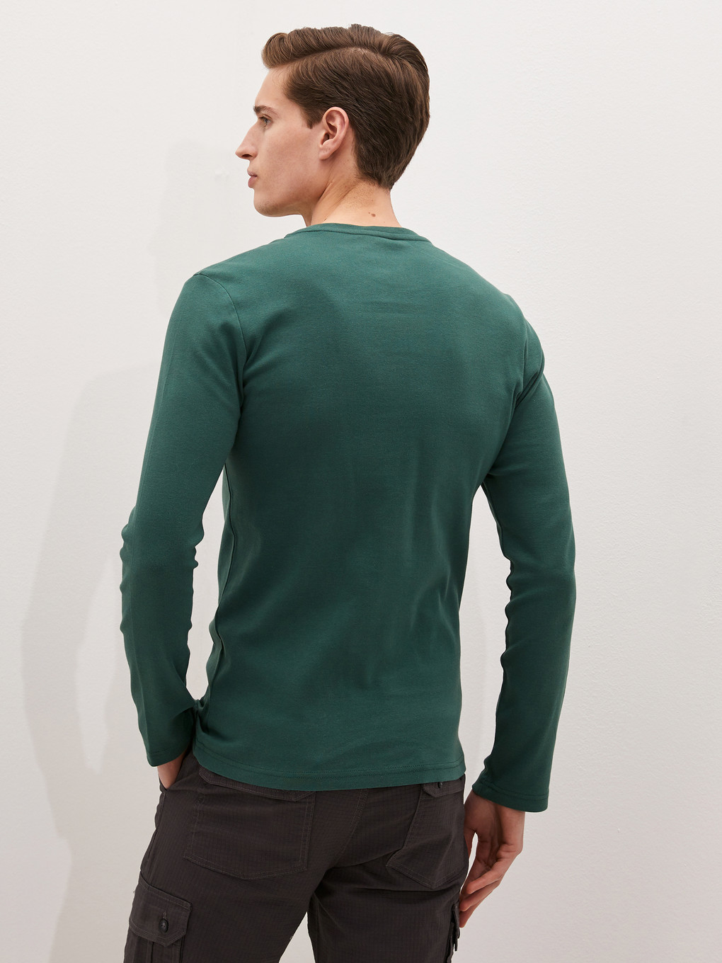 Bisiklet Yaka Basic Uzun Kollu Tişört-3