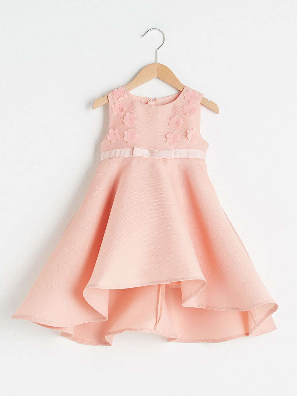Pembe Bisiklet Yaka 3 Boyutlu Baskılı Kız Bebek Elbise-4