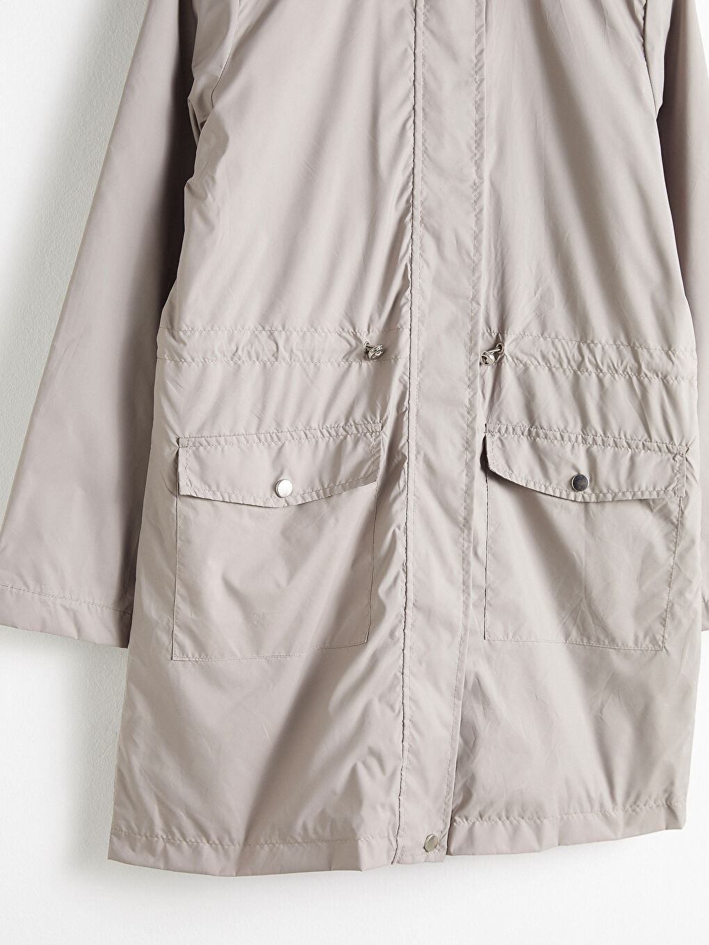 Bej Kapüşonlu İnce Yağmurluk-8