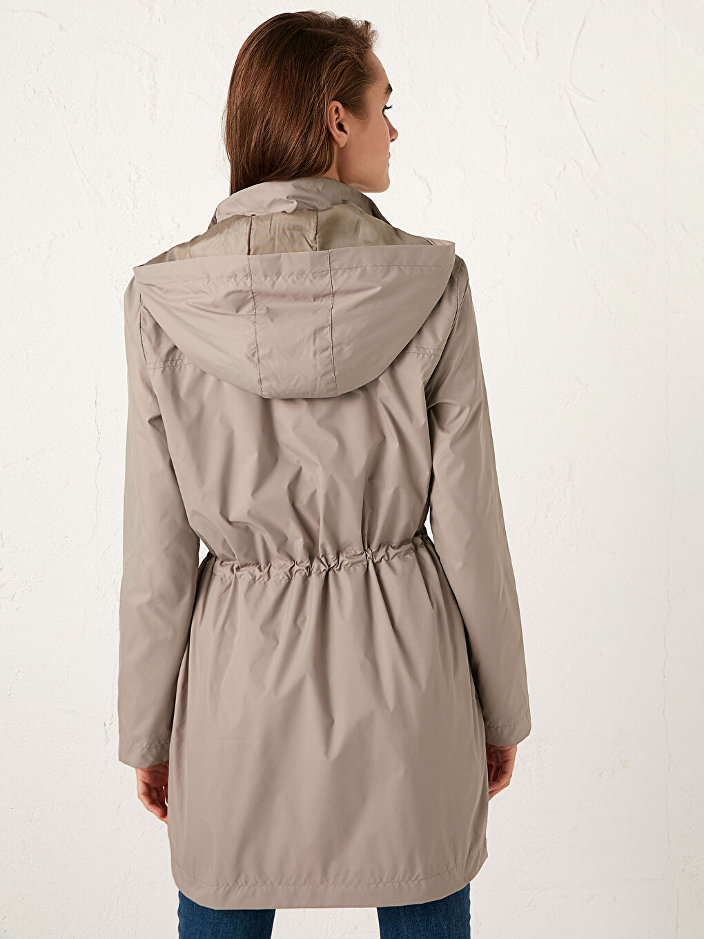 Bej Kapüşonlu İnce Yağmurluk-4
