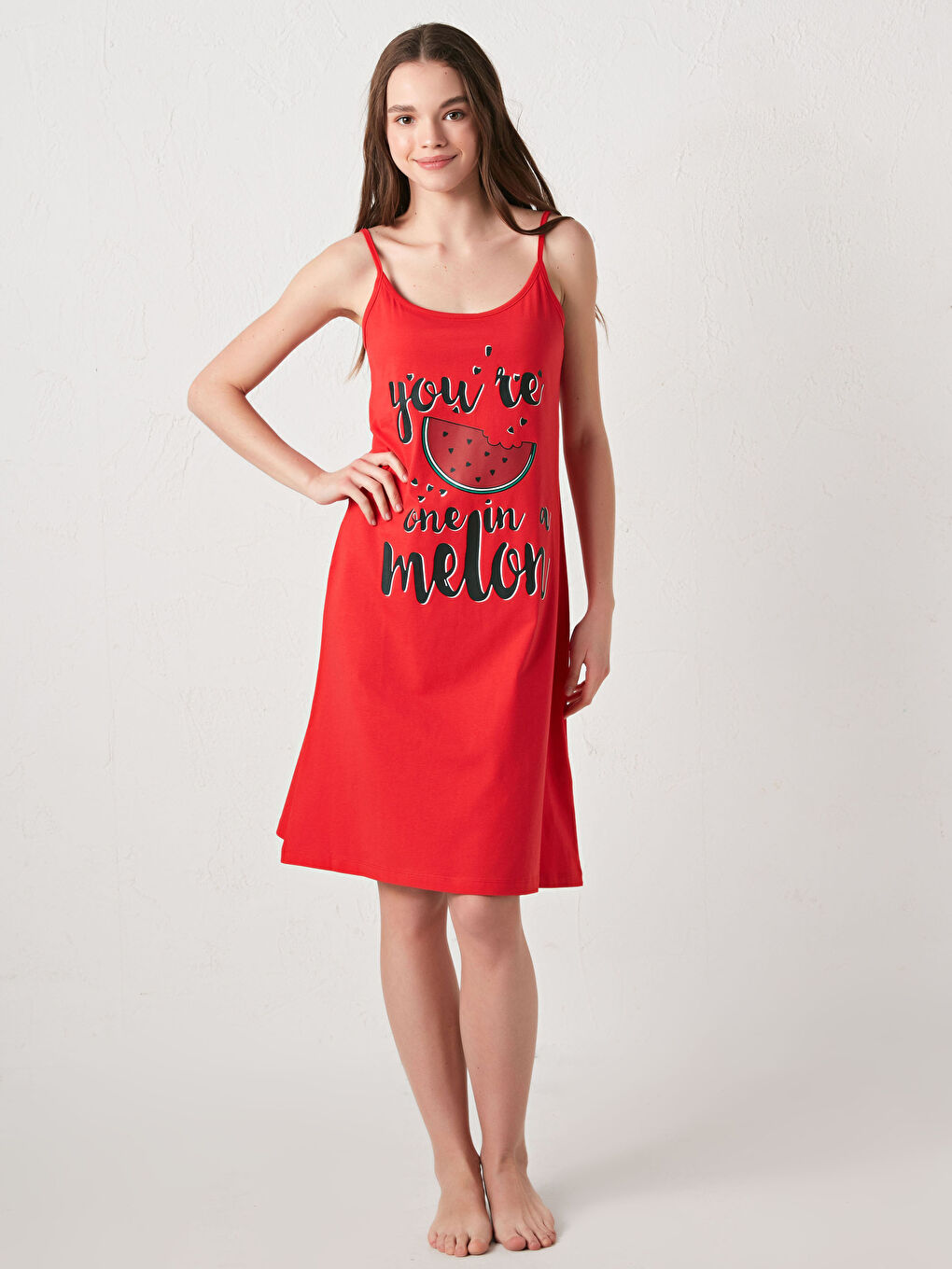 Rope Strap Printed Cotton Nightgown-1