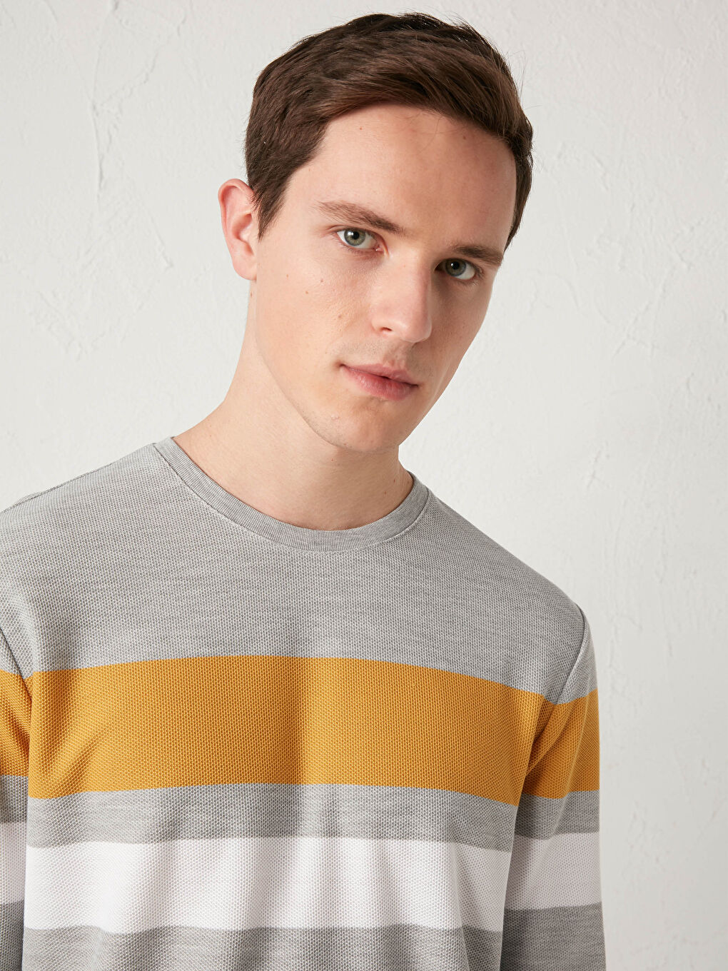 Sweat-shirt à Manches Longues Bloc de Couleurs pour Hommes Col Rond-1