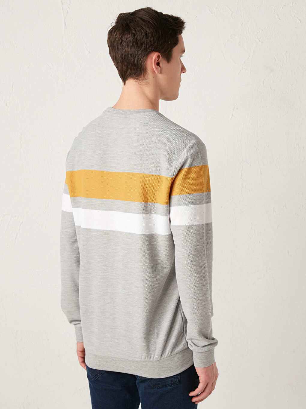 Sweat-shirt à Manches Longues Bloc de Couleurs pour Hommes Col Rond-3