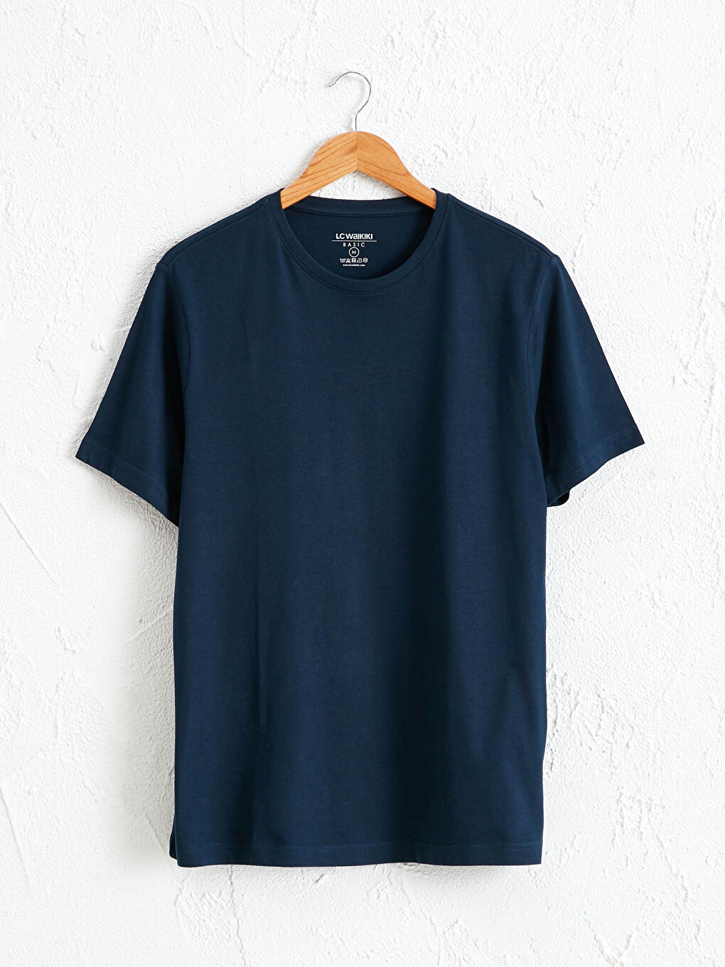 Lacivert Bisiklet Yaka Basic Kısa Kollu Pamuklu Tişört