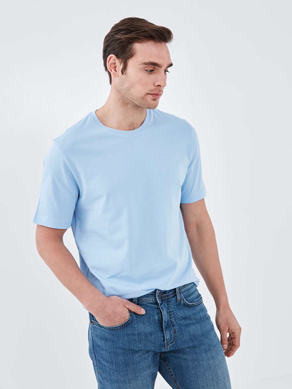Crew Neck Basic Short Sleeve Cotton Men's T-Shirt