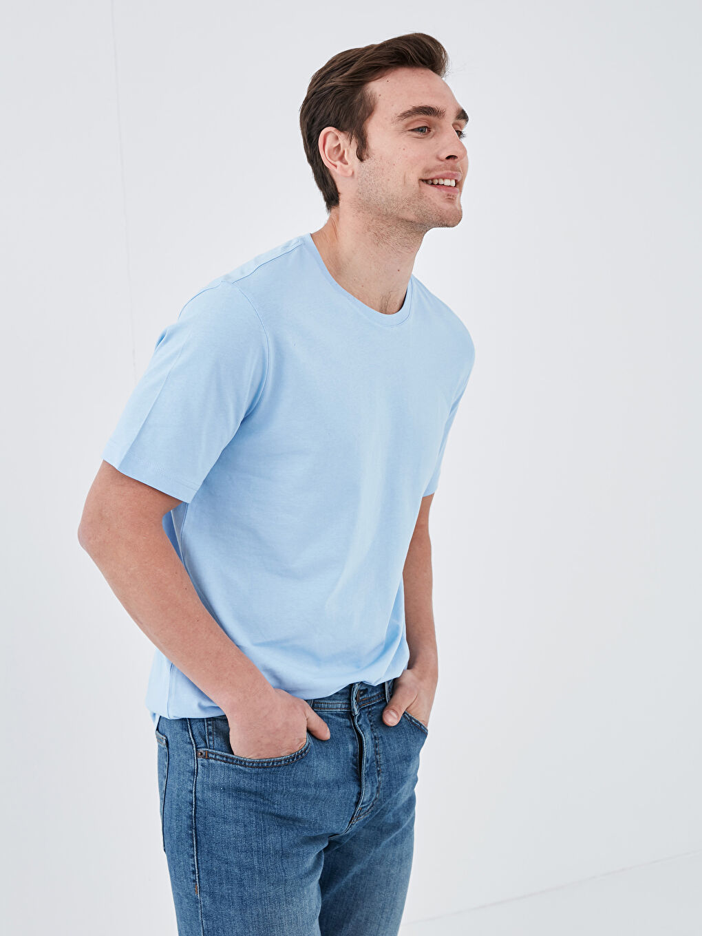 Crew Neck Basic Short Sleeve Cotton Men's T-Shirt-1