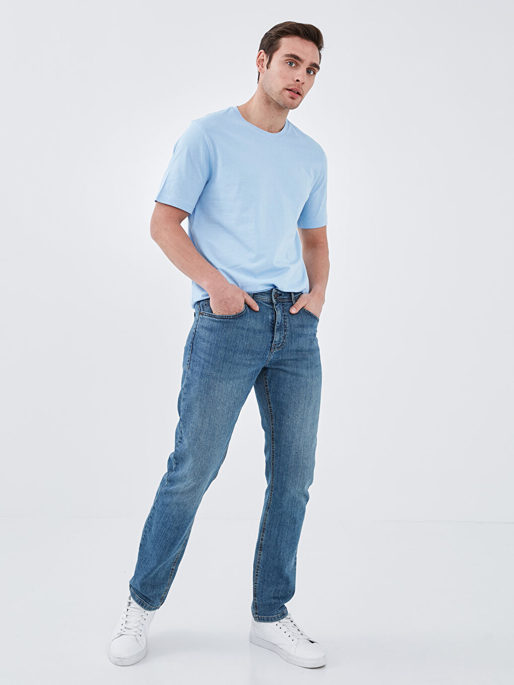 Crew Neck Basic Short Sleeve Cotton Men's T-Shirt-3