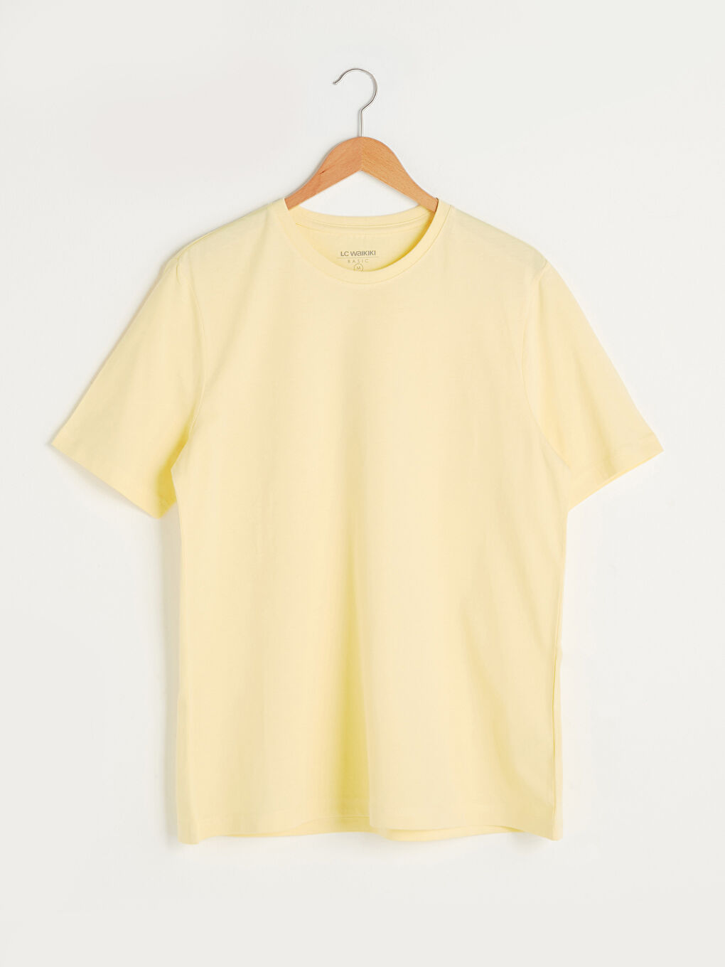 Sarı Bisiklet Yaka Basic Kısa Kollu Pamuklu Erkek Tişört-5