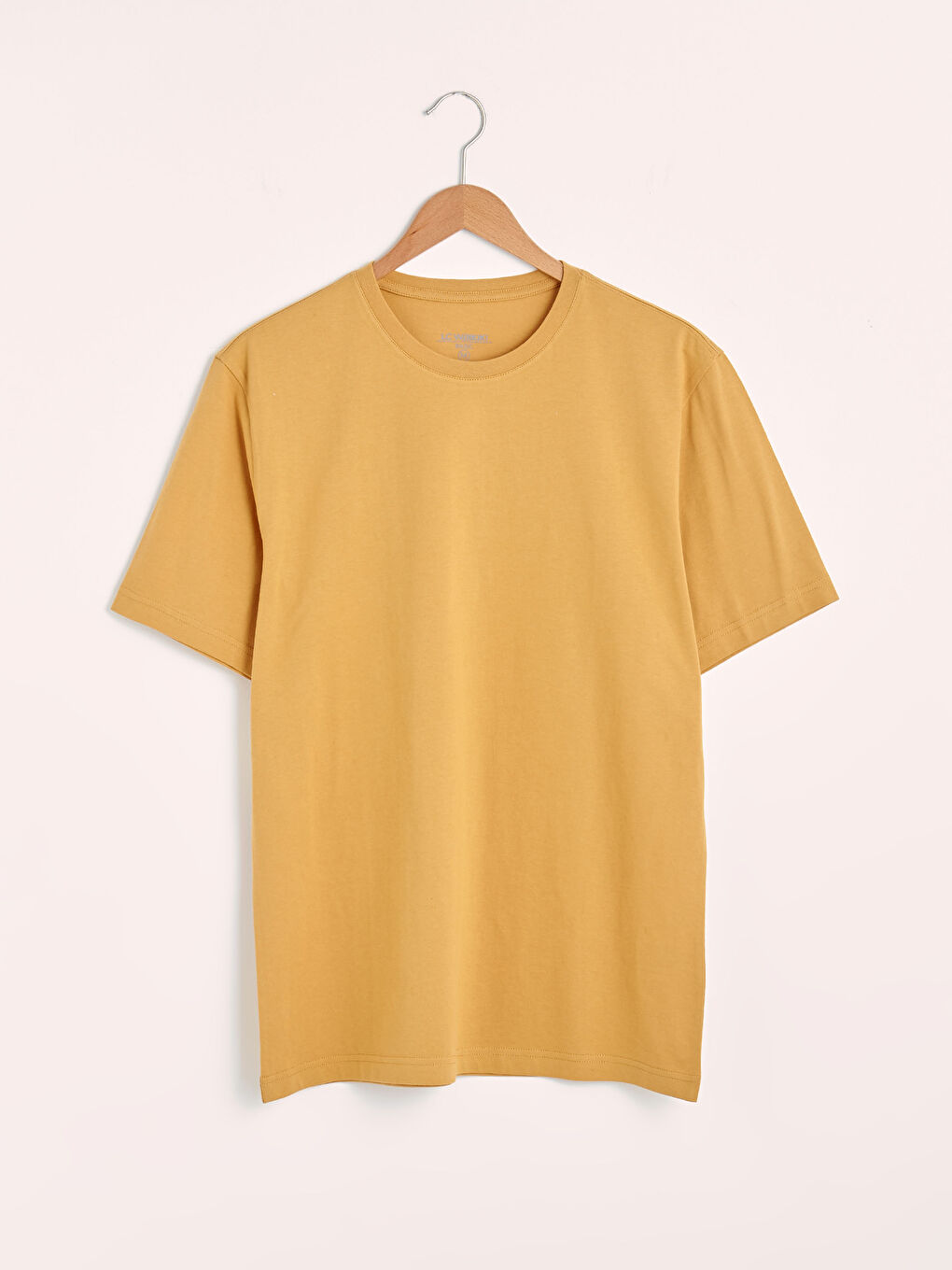 Sarı Bisiklet Yaka Basic Kısa Kollu Pamuklu Erkek Tişört-4