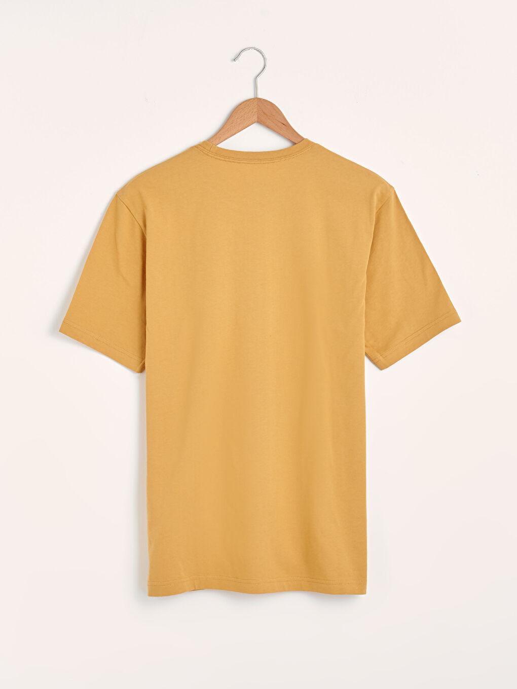 Sarı Bisiklet Yaka Basic Kısa Kollu Pamuklu Erkek Tişört-6