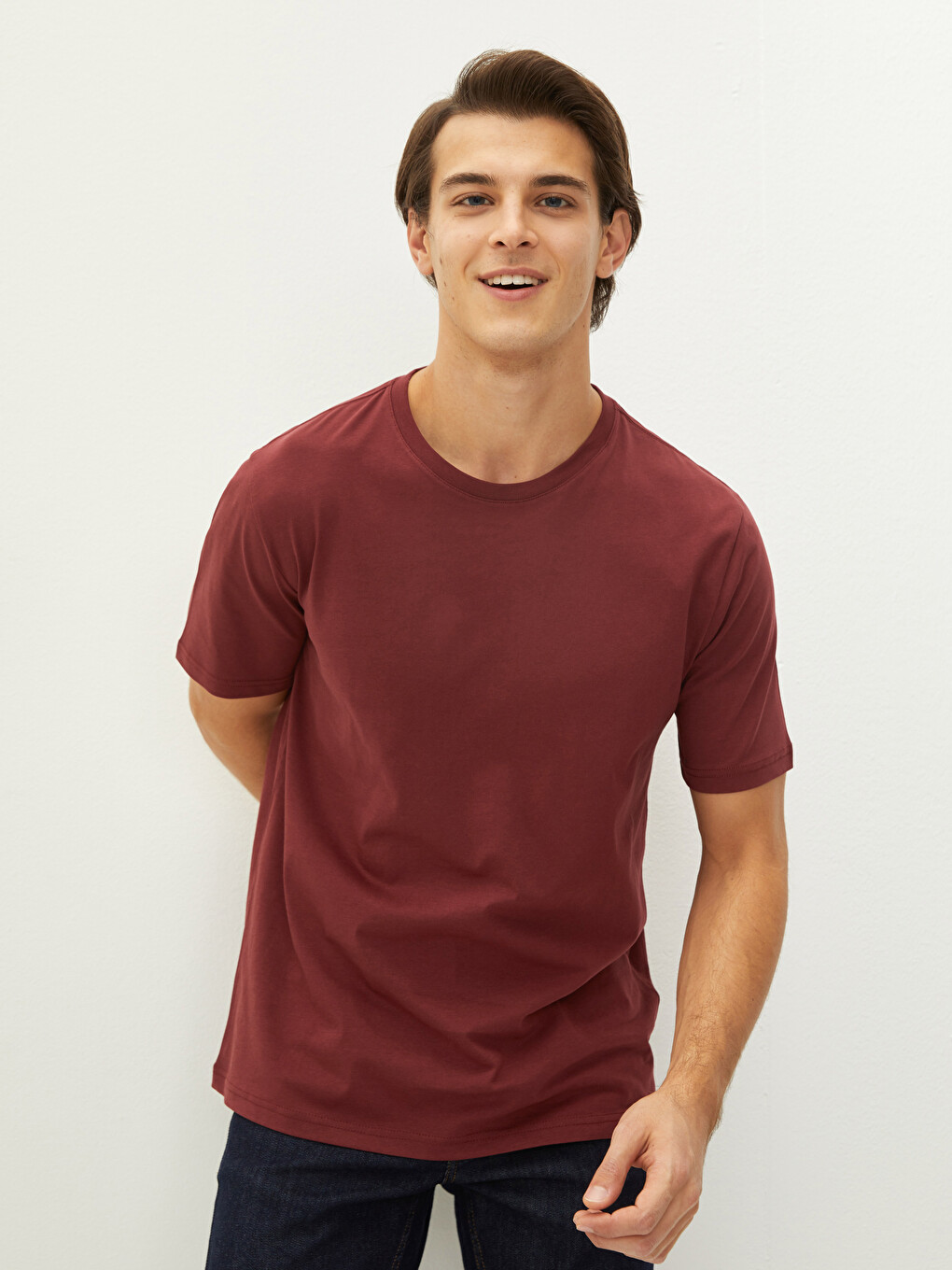 Crew Neck Basic Short Sleeve Cotton Men's T-shirt-1