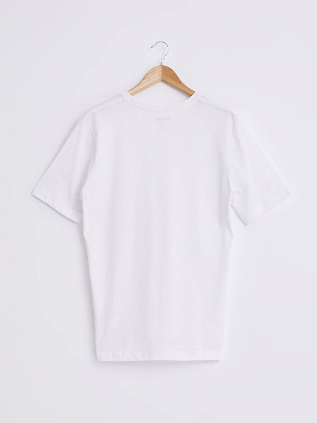 Beyaz Bisiklet Yaka Basic Kısa Kollu Pamuklu Tişört-6