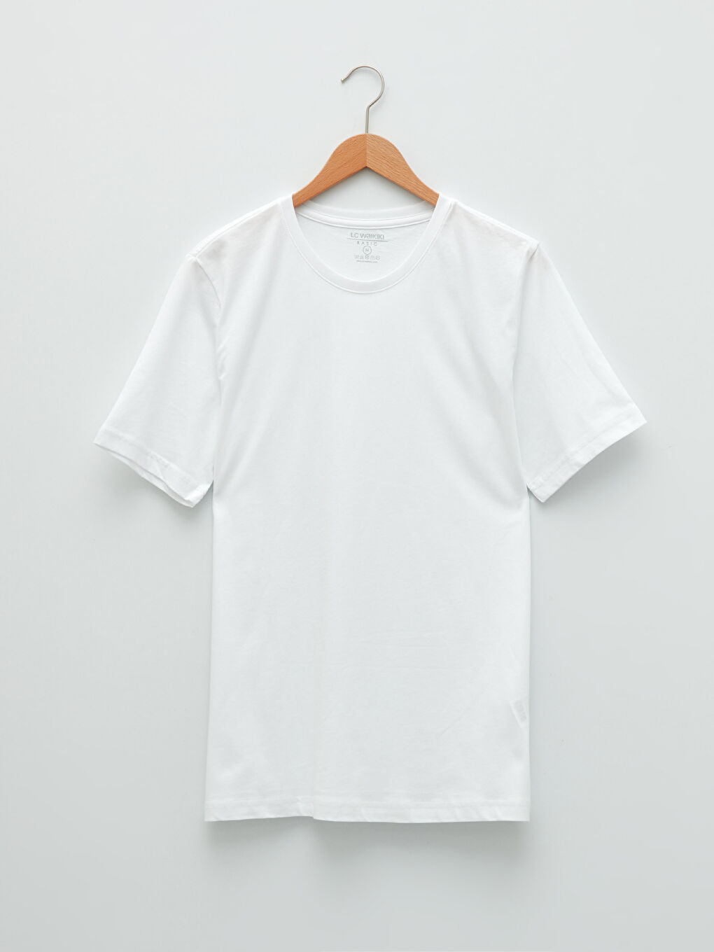 Beyaz Bisiklet Yaka Basic Kısa Kollu Pamuklu Tişört-8