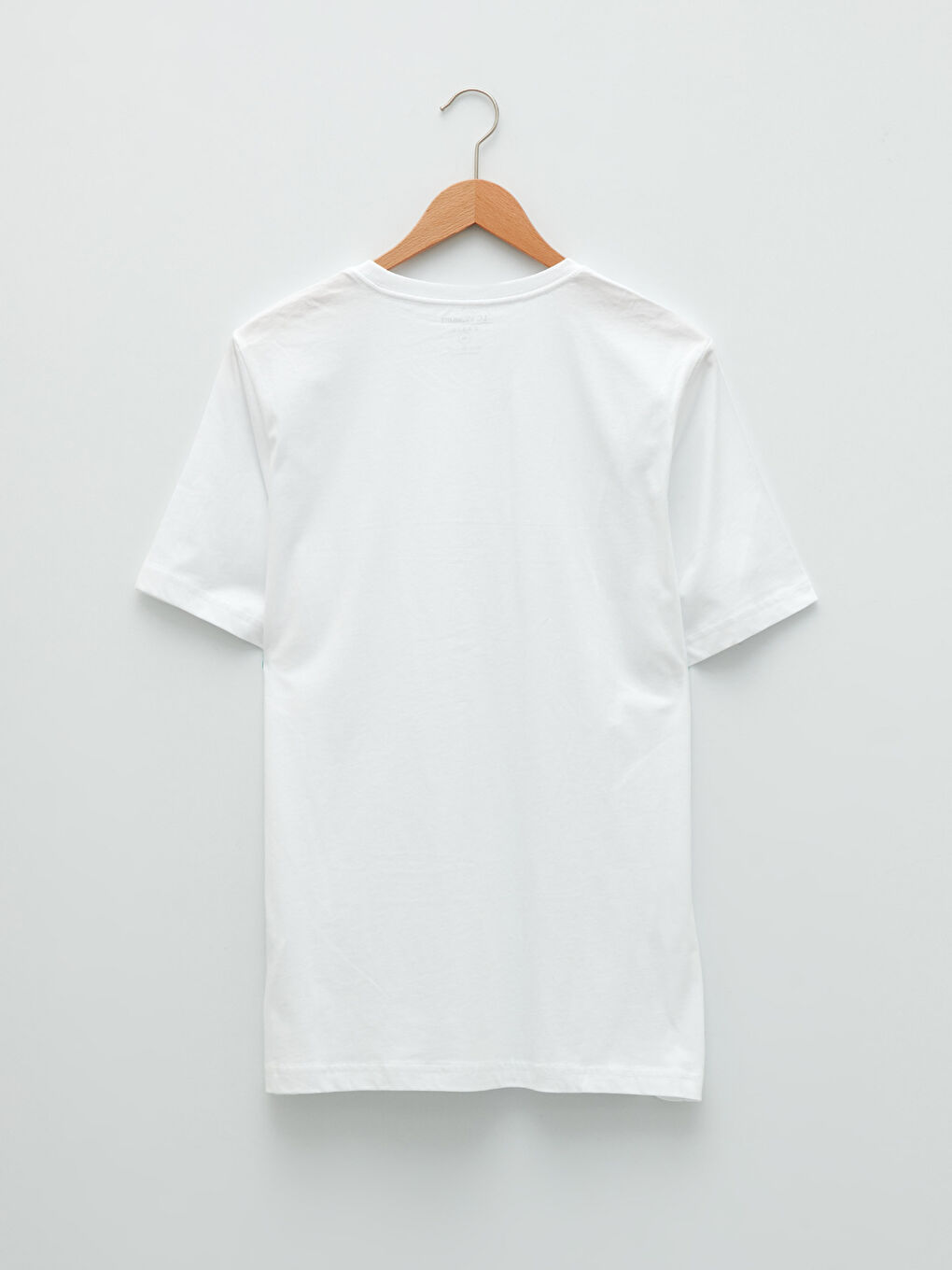 Beyaz Bisiklet Yaka Basic Kısa Kollu Pamuklu Tişört-9