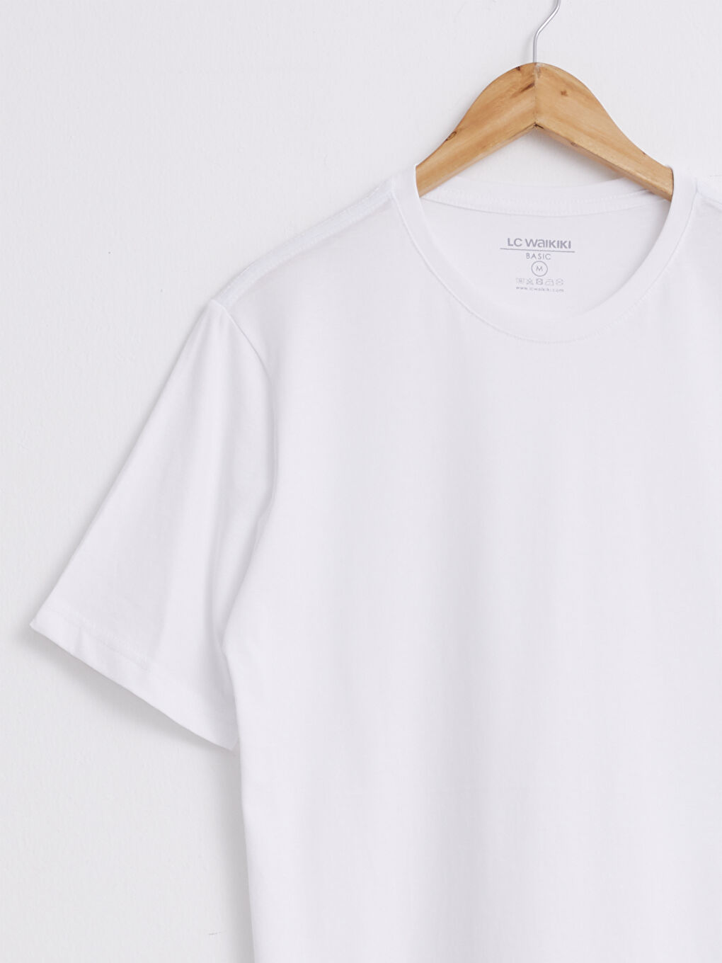 Beyaz Bisiklet Yaka Basic Kısa Kollu Pamuklu Tişört-7