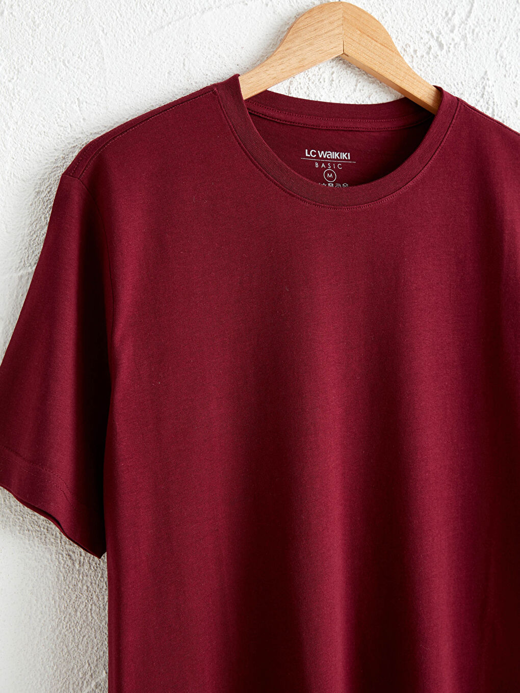 Bordo Bisiklet Yaka Basic Kısa Kollu Pamuklu Tişört-2