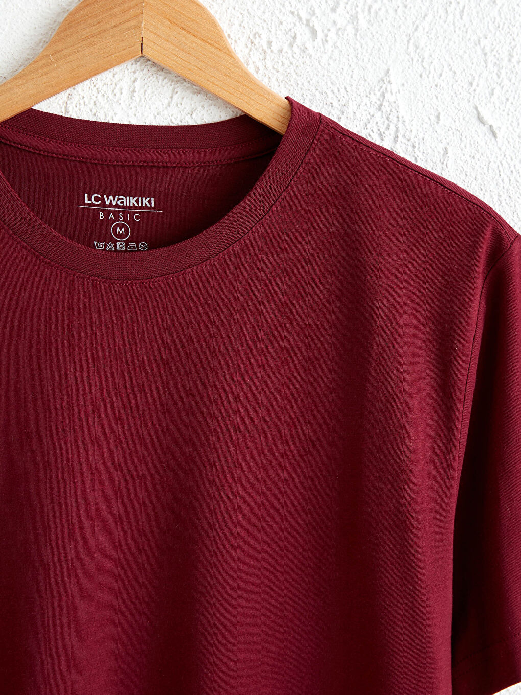 Bordo Bisiklet Yaka Basic Kısa Kollu Pamuklu Tişört-3